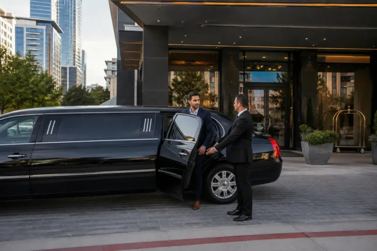 Professional chauffeur service with luxury limousine in Austin